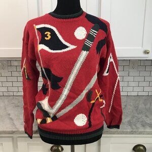 Vintage Linksport Sweater Womens Medium Golf Intarsia Novelty 90s Austads Retro